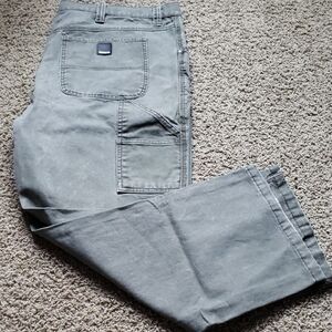 Men's Khaki Green Cargo Work Pants w/ Utility Pockets